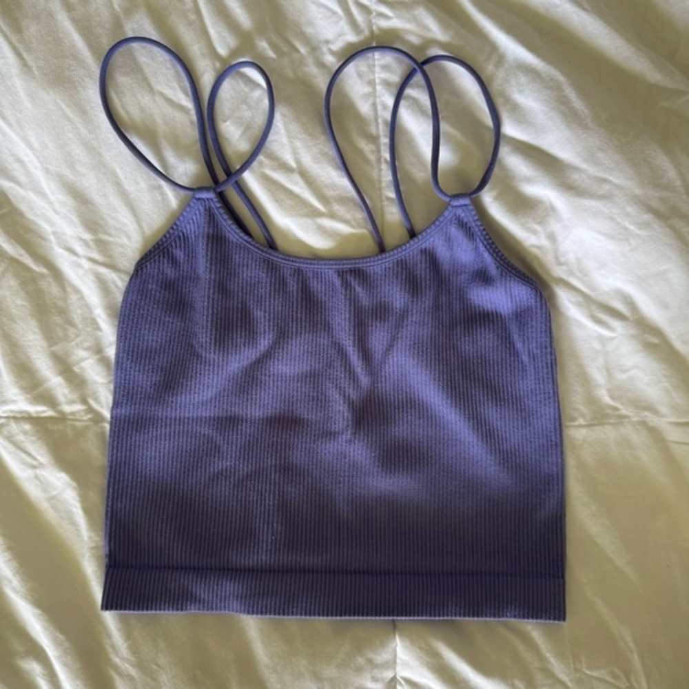 Colsie Lavender Ribbed Double-Strap seamless Bralette Tank Top Women’s sz small